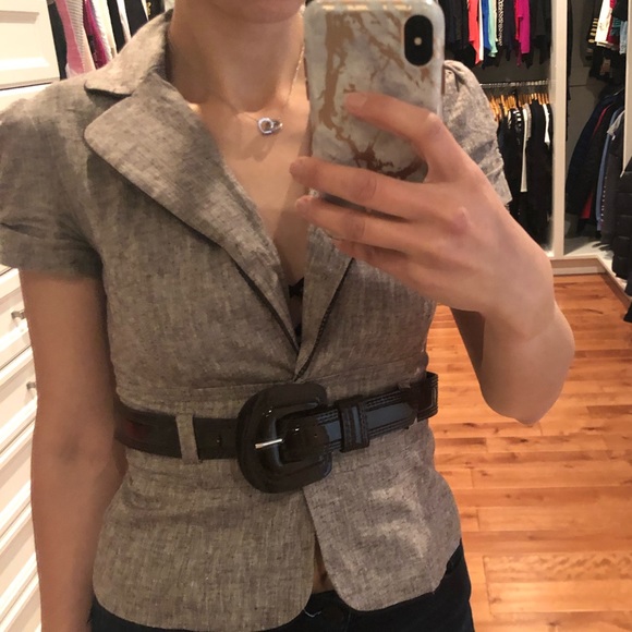 Tan brown belted blazer - Picture 2 of 8